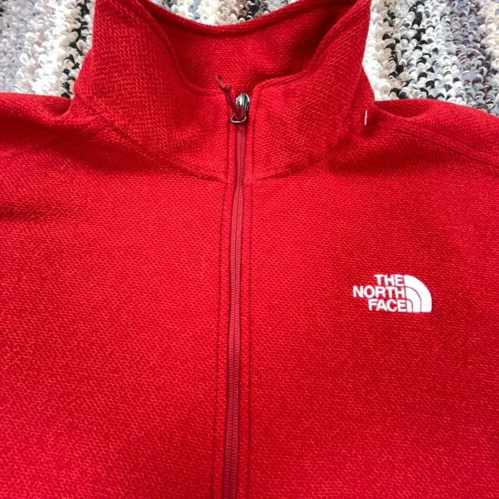 North‎ Face Sweater Men Medium Red Pullover Fleece Jacket Waffle Knit Hal Zip